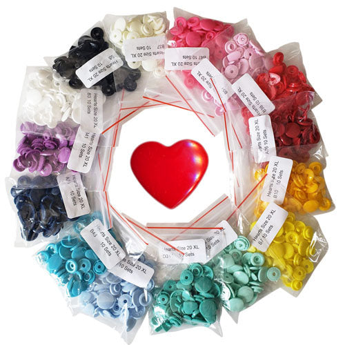 KAM Plastic Snaps No-Sew Size 20 Complete Sets Multi-Color