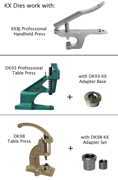 KAM Rivet Press Machine (DK-93) with 9mm Die Set and Hole Cutter - 3 P –  Emmaline Bags Inc.