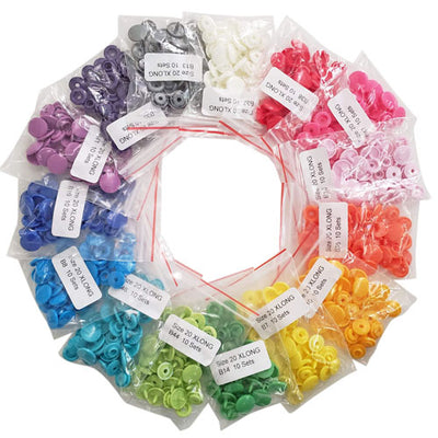 KAM Plastic Snaps Size 20 Extra Long Multi-Color Pack Complete