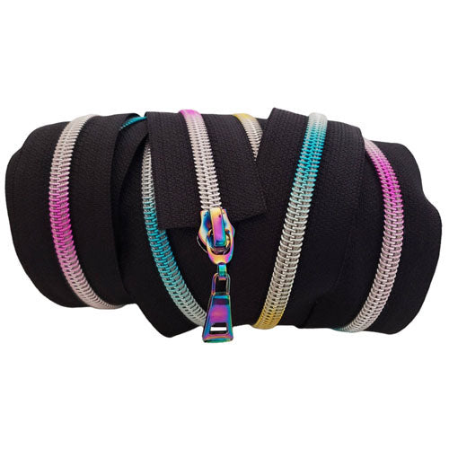 5 Black Nylon Zippers (2 Yards & 6 Pulls) - KAMsnaps®