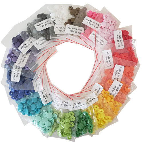 Size 16 Multi-Color PLASTIC Snaps (200 Sets)