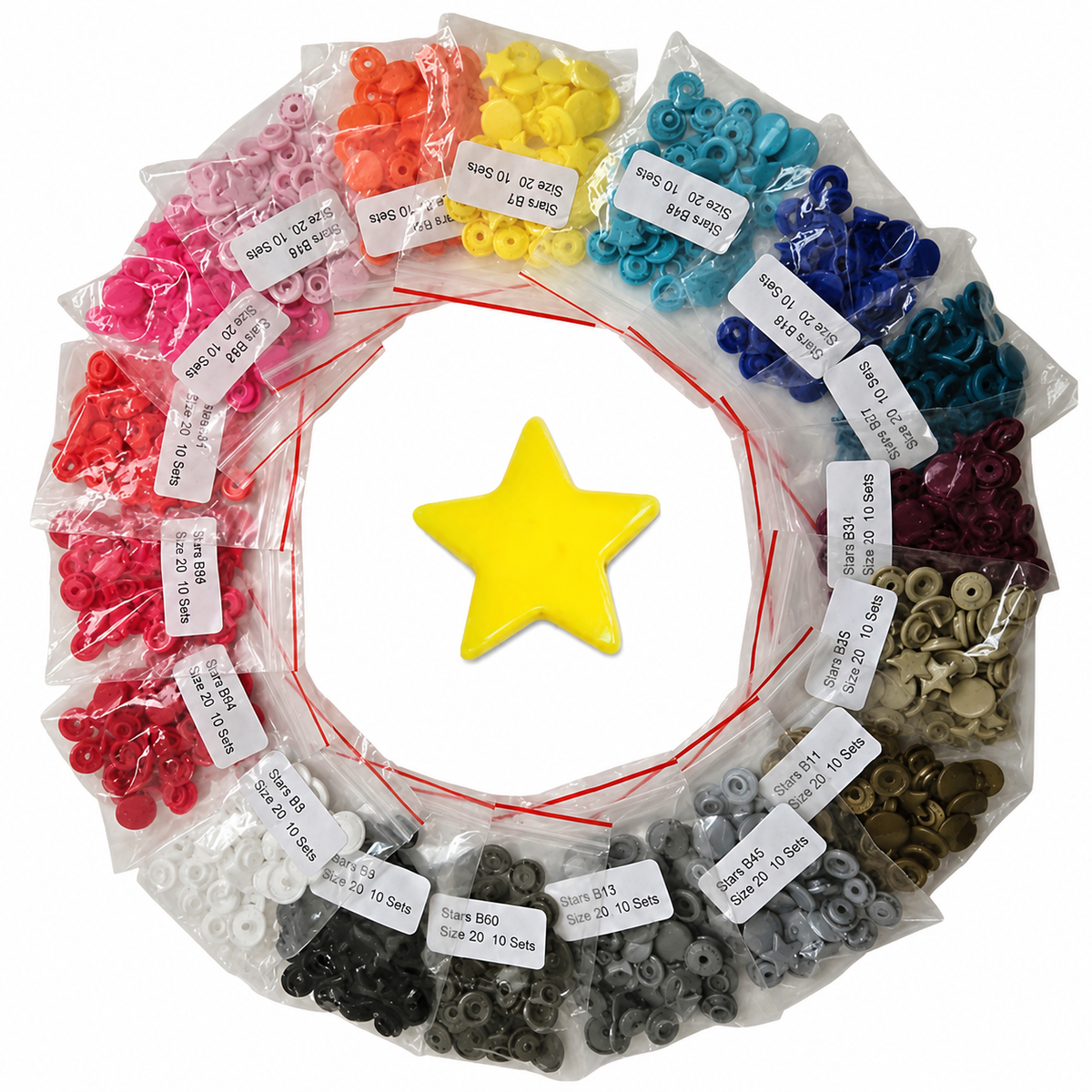STARS Multi-Color Snaps (180 Sets)