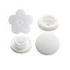 KAM Plastic Snaps Flower Flowers Shapes Size 20 B3 White Complete Set Caps Socket Stud
