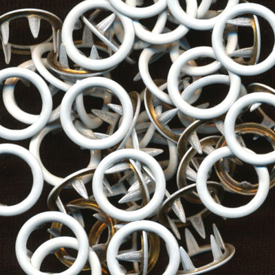 Size 16 Open-Ring Snaps - B3 White (25 Sets)
