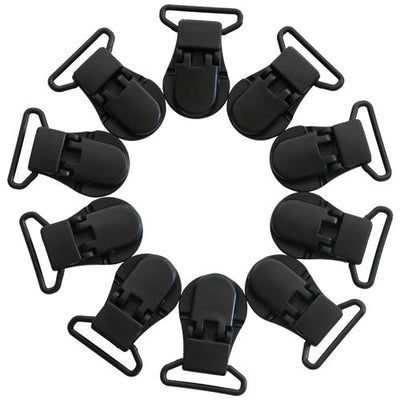 Wide Black KAM Plastic Clips for Baby Pacifiers, Toys, Sippy Cups
