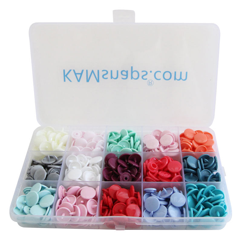 24-Color KAM Snaps Storage Container 360 Sets Size 20 T5 Plastic Fasteners  Punch Poppers Closures No-Sew Buttons for Cloth