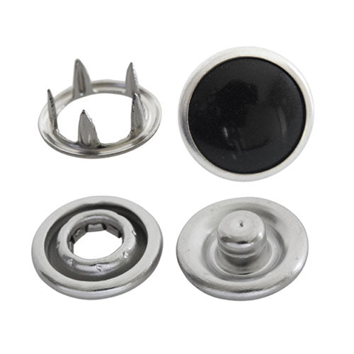 12mm Pearl Snaps - Black (50 Sets)